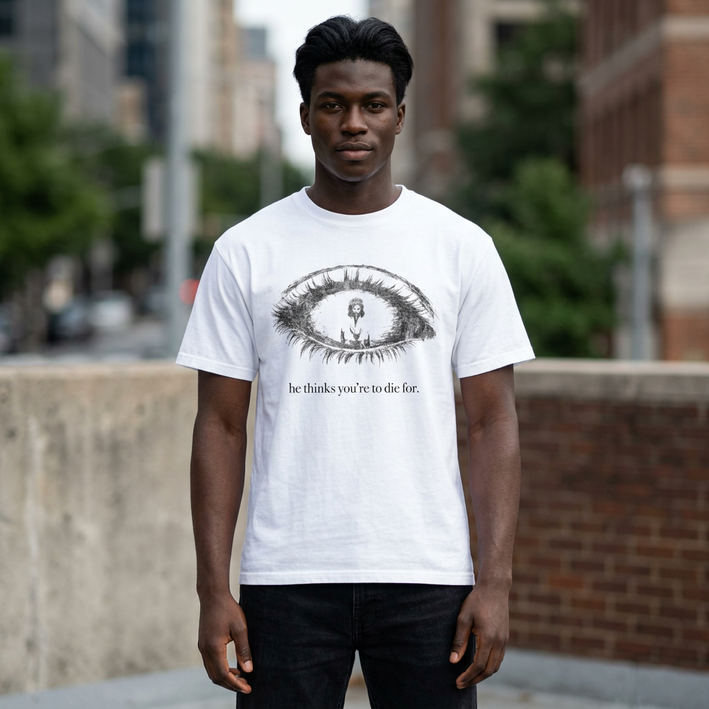 Eye Illustration with Candle, T-Shirt | monochrome surreal design